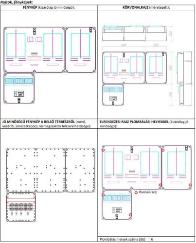 CSATÁRI PLAST PVT 7590 Á-V-H FM-K 1/3 fázisú kombinált villanyóra szekrény (N.+É+H) 80A földkábeles
