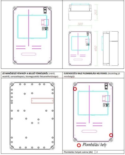 CSATÁRI PLAST PVT 3045 FM-CS 1/3 fázisú villanyóra szekrény 63A csoportos mérés modul, felületre szerelt kivitelben