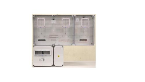 Csatári Plast 1/3F mérőszekrény 1xM63.80A+1xV32+1xH80A szabadvezetékes 2 PVT 7590 Á-V-H Fm-SZ-U