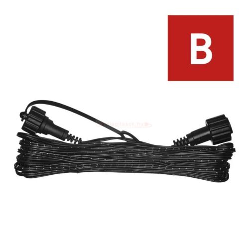 Hosszabbító kábel sorolható Standard és profi fényfüzérekhez, fekete, 10 m, kültéri és beltéri