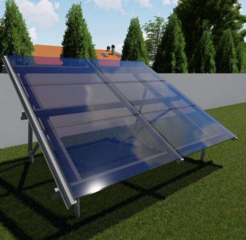 Földre telepíthető napelem-tartószerkezet  30°-os dőlésszög, 6 napelem, 1750mm, vízszintes szerelés