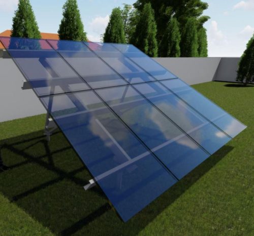 Földre telepíthető napelem-tartószerkezet  30°-os dőlésszög, 8 napelem, 1750mm, függőleges szerelés