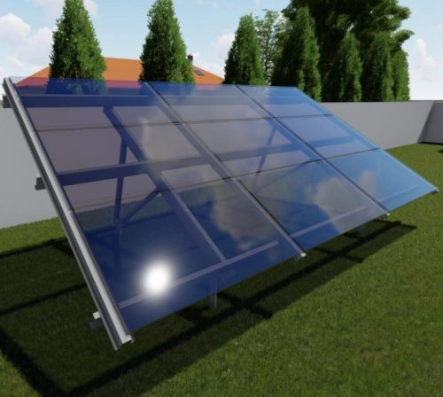 Földre telepíthető napelem-tartószerkezet  30°-os dőlésszög, 9 napelem, 1750mm, vízszintes szerelés