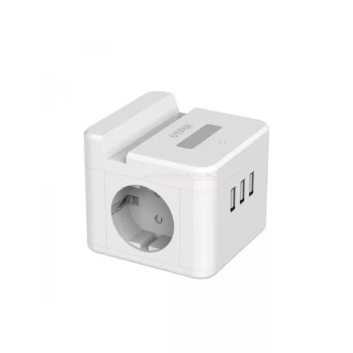 WinningStar - Kocka elosztó - 2-es + 3 x USB + beépített lámpa - 2 m