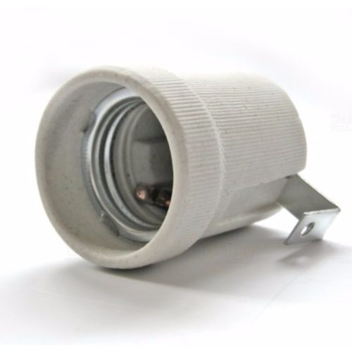 Porcelán foglalat E27 fém rögzítőfüllel