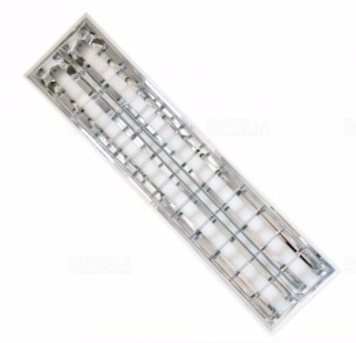 Corp de iluminat cu oglindă și grilaj pentru tuburi LED 2x36W, IP20, G13, fără sursă de lumină