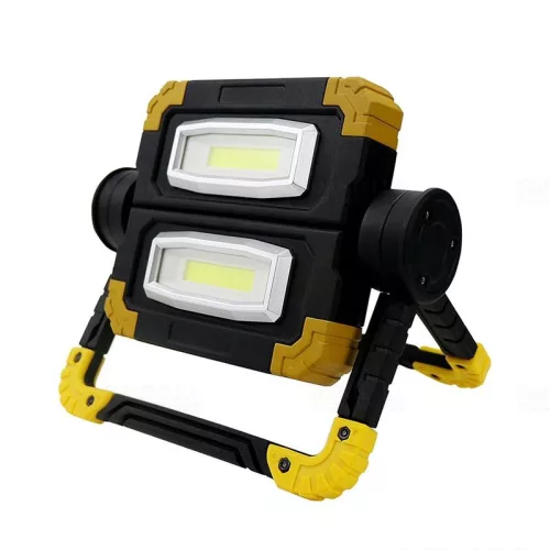 LED reflektor 20W 6500K hordozható 850lm, IP54, akkumulátoros, forgatható fej, USB-s töltés
