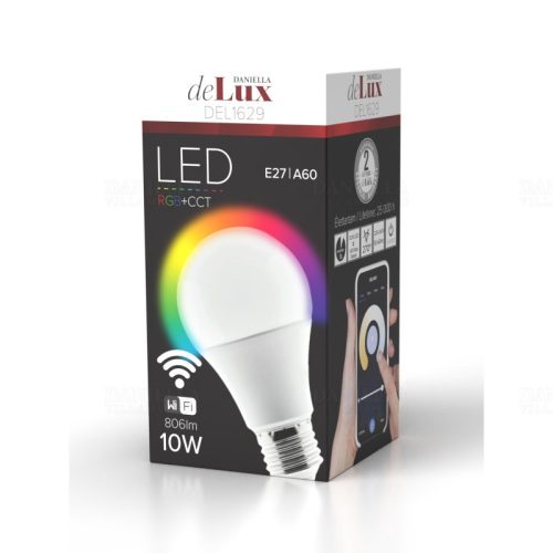 LED körte E27 10W RGBW+CCT, Smart Wi-fi szabályozható fényerő 860lm-270 fok)
