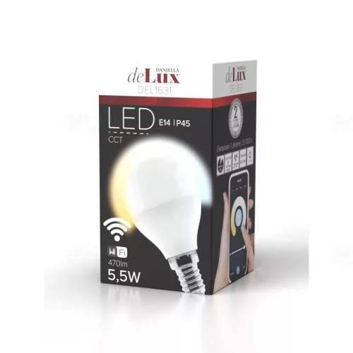 LED gömb E14 5,5W (470lm-270fok) CCT, Smart Wi-fi szabályozható fényerő