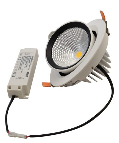 Beépíthető álmennyezeti LED lámpatest, forgatható 230 V, 50 Hz, 35 W, 3500 lm, 4000 K, EEI=F