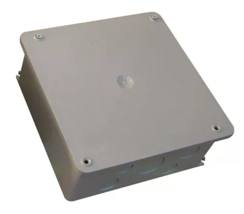 Szerelődoboz műanyag, falon kívüli, szürke 200×200mm, IP44