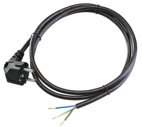 Csatlakozódugó kábellel, fekete 3×1,0mm2, 2m