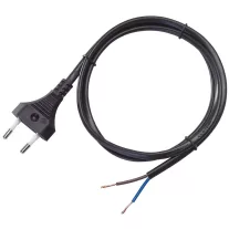 Csatlakozódugó (EURO) kábellel, fekete 2×1,0mm2, 2m