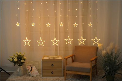 Entac Karácsonyi Függöny IP44 12db csillag 8F + időzítő 2x1m IR távirányítóval