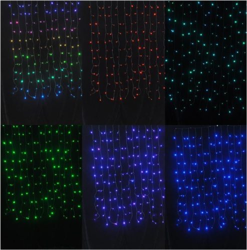 Entac Karácsonyi Függöny IP44 RGB 8x8 Funkció 1x1.5m IR távirányítóval