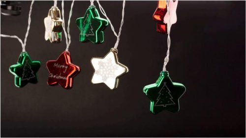 Entac Karácsonyi Beltéri Színes Csillag 60mm Füzér 10 LED WW 1,65m