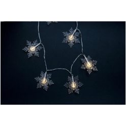   Entac karácsonyi füzér áttetsző műanyag hópehely meleg fehér 10LED