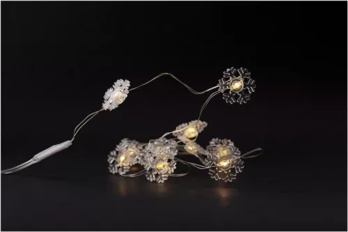 Entac karácsonyi műanyag füzér hópehely beltéri 10LED meleg fehér