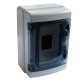 Falon kívüli elosztódoboz, átlátszó ajtóval, N/PE sínnel 4 Modul