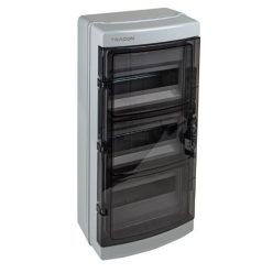   Falon kívüli elosztódoboz, átlátszó ajtóval, N/PE sínnel