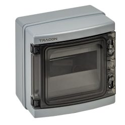   Falon kívüli elosztódoboz, átlátszó ajtóval, N/PE sínnel