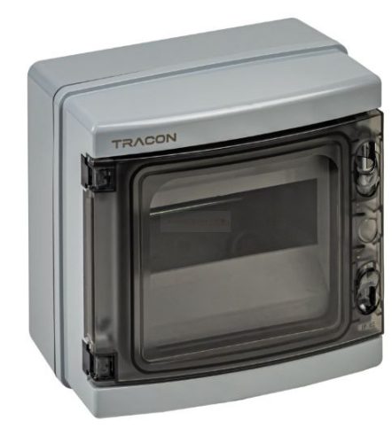 Falon kívüli elosztódoboz, átlátszó ajtóval, N/PE sínnel