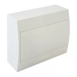   Falon kívüli elosztódoboz, fehér ajtóval, N/PE sínnel 12 Modul