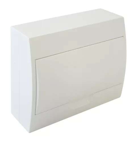 Falon kívüli elosztódoboz, fehér ajtóval, N/PE sínnel 12 Modul