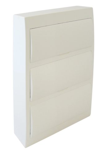 Falon kívüli elosztódoboz fehér ajtóval, N/PE sínnel, 42 Modul