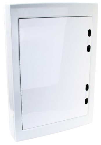 Falon kívüli elosztódoboz, fehér-sík ajtóval, NPE nélkül 54 Modul