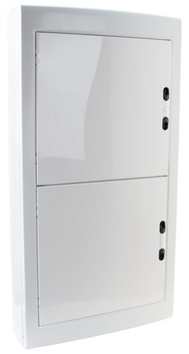 Falon kívüli elosztódoboz, fehér-sík ajtóval, NPE nélkül 72 Modul
