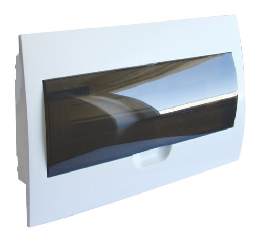 Süllyesztett elosztódoboz, 18 modulos, füstszínű ajtóval, N/PE sínnel