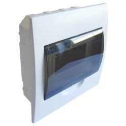   Süllyesztett elosztódoboz, 8 Modulos, füstszínű ajtóval, N/PE sínnel