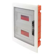   Süllyesztett elosztódoboz,2x12 modulos, füstszínű-sík ajtóval, NPE nélkül