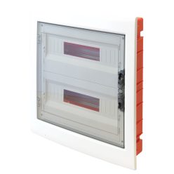   Süllyesztett elosztódoboz,2x18 modulos, füstszínű-sík ajtóval, NPE nélkül