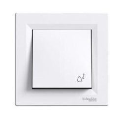 Schneider Asfora Nyomógomb csengőjellel, komplett, fehér