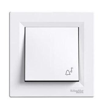 Schneider Asfora Nyomógomb csengőjellel, komplett, fehér