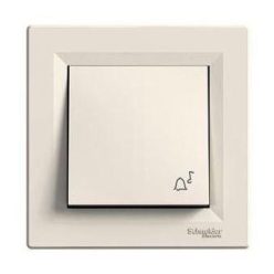 Schneider Asfora Nyomógomb csengőjellel, komplett, bézs