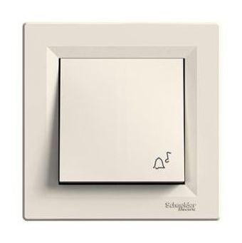 Schneider Asfora Nyomógomb csengőjellel, komplett, bézs