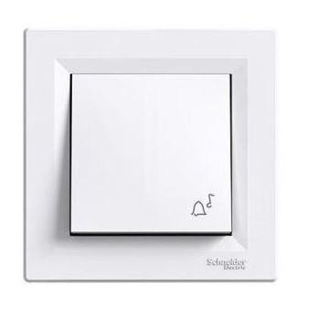 Schneider Asfora Nyomógomb csengőjellel, kültéri, komplett, fehér