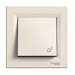   Schneider Asfora Nyomógomb csengőjellel, kültéri, komplett, bézs
