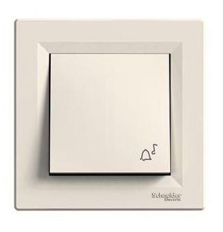 Schneider Asfora Nyomógomb csengőjellel, kültéri, komplett, bézs