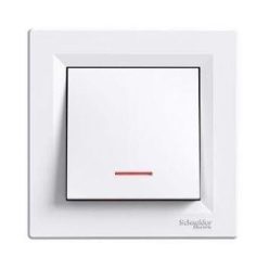   Schneider Asfora Kapcsoló, egypólusú, jelzőfényes, komplett, fehér