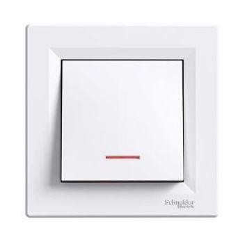 Schneider Asfora Kapcsoló, egypólusú, jelzőfényes, komplett, fehér