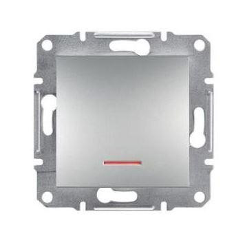 Schneider Asfora Kapcsoló, egy pólusú, jelzőfényes, keret nélkül, alumínium