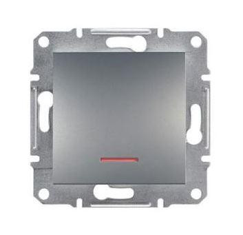 Schneider Asfora Kapcsoló, egy pólusú, jelzőfényes, keret nélkül, acél