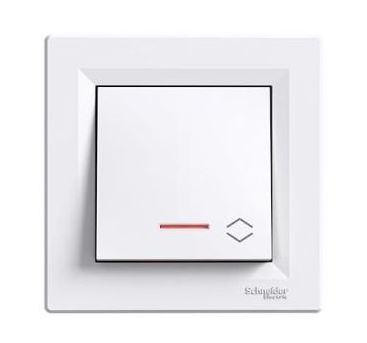 Schneider Asfora Kapcsoló, váltókapcsoló, jelzőfény, komplett, fehér