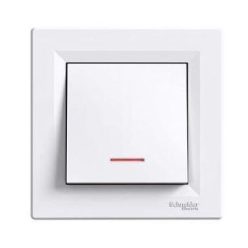 Schneider Asfora Nyomógomb, jezőfényes, komplett, fehér