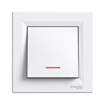 Schneider Asfora Nyomógomb, jezőfényes, komplett, fehér