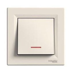 Schneider Asfora Nyomógomb, jezőfényes, komplett, bézs